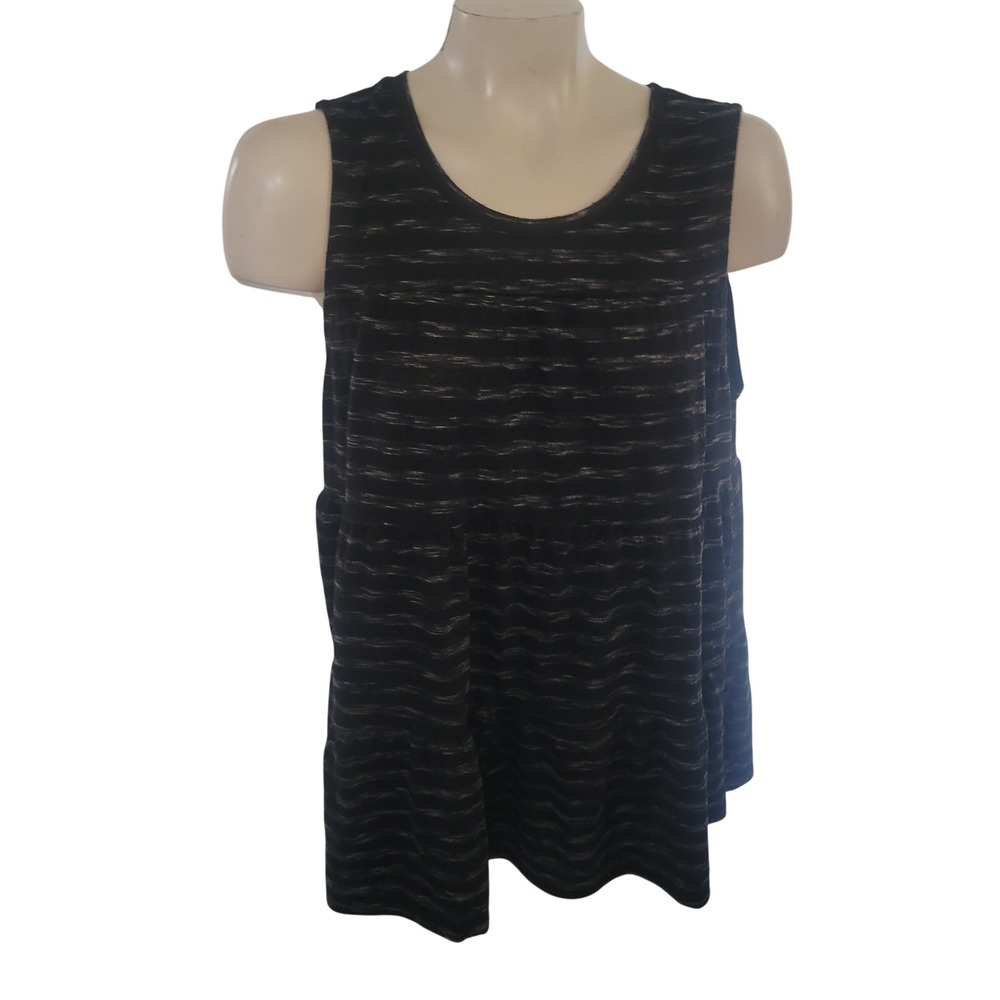 Simply Vera Wang Black Striped Sleeveless Tunic Top L beach California luxury